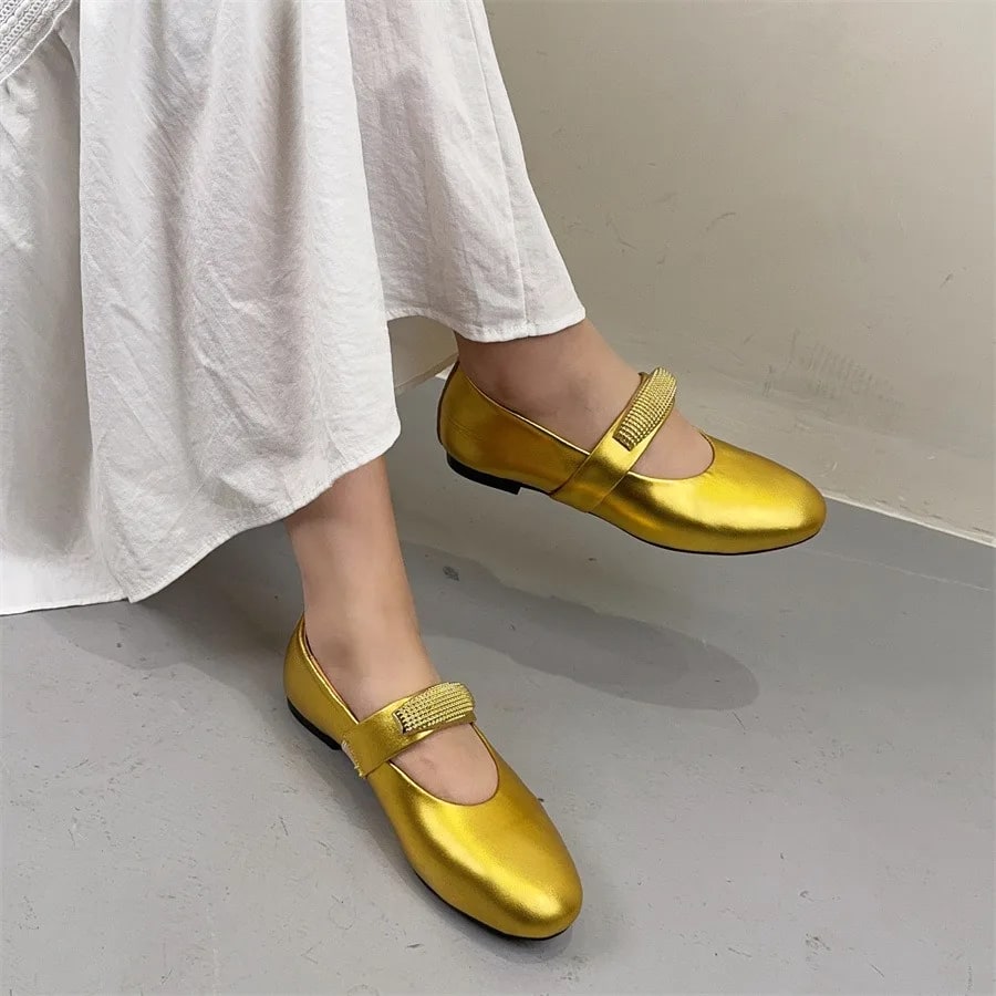 Birkuir Retro Flats Mary Jane Shoes For Women Genuine Leather Round Toe Boat Slip On Loafers Shoes Luxury Casual Lazy Shoes product photo