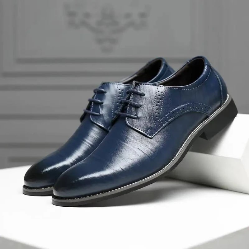 Handmade Leather Oxford Shoes – Formal British Business Flats product photo