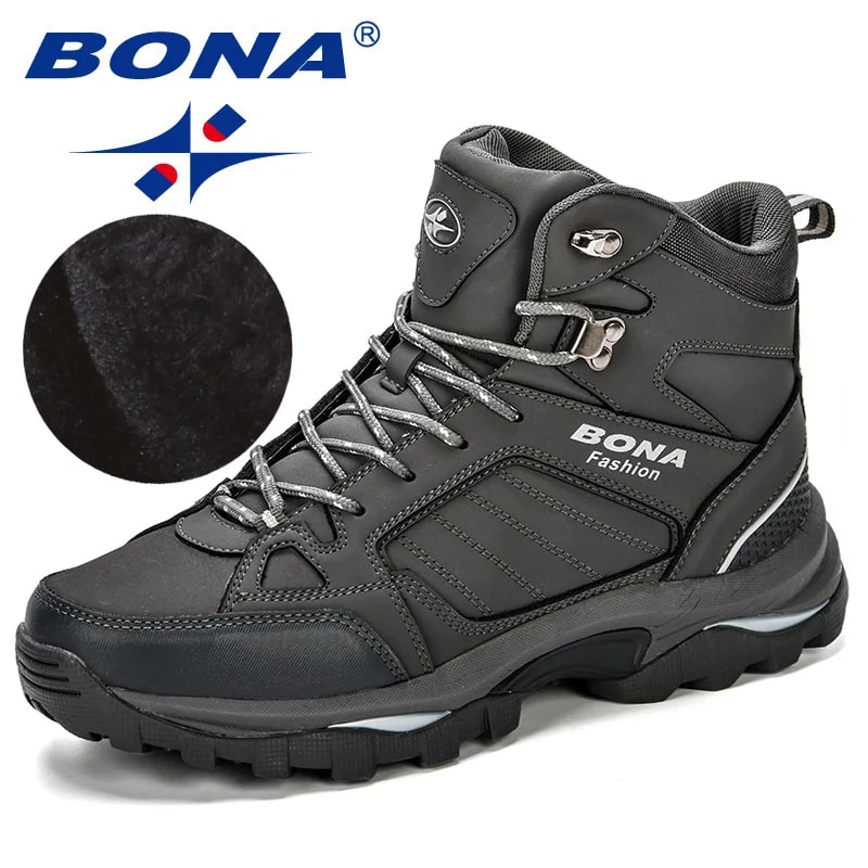 BONA Men's Comfy Winter Leather Boots – Anti-Skidding Snow Boots for Men product photo