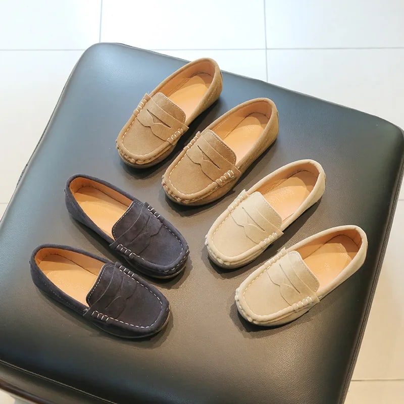 Boys Loafers Toddlers Kids Fashion Leather Shoes Slip-on Children Flats Classic Spring Autumn Flock Suede Fabric Moccasins Soft product photo