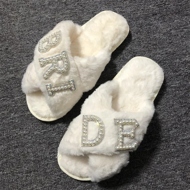 BRIDE/WIFEY Plush Slippers Bride Honeymoon Shower Shoes Creative Bridesmaid Romantic Gifts Wedding Supplies Wedding Photo Props product photo