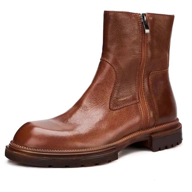 British Designer Genuine Leather Chelsea Boots – High Top Cowhide Business Work Shoes product photo