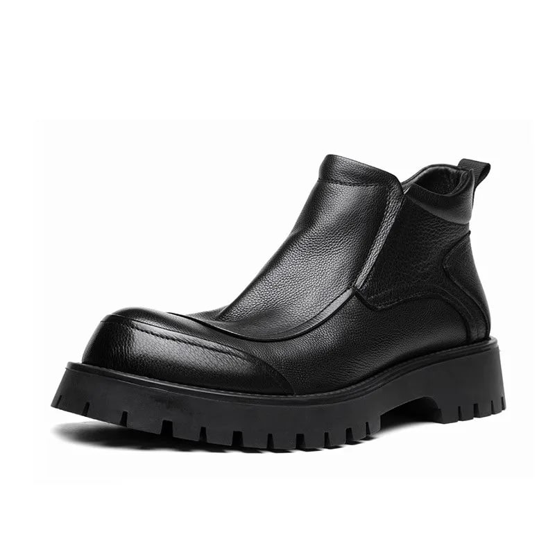 British Genuine Leather Chelsea Boots – Thick Soled Handmade Cowhide Zipper Shoes product photo