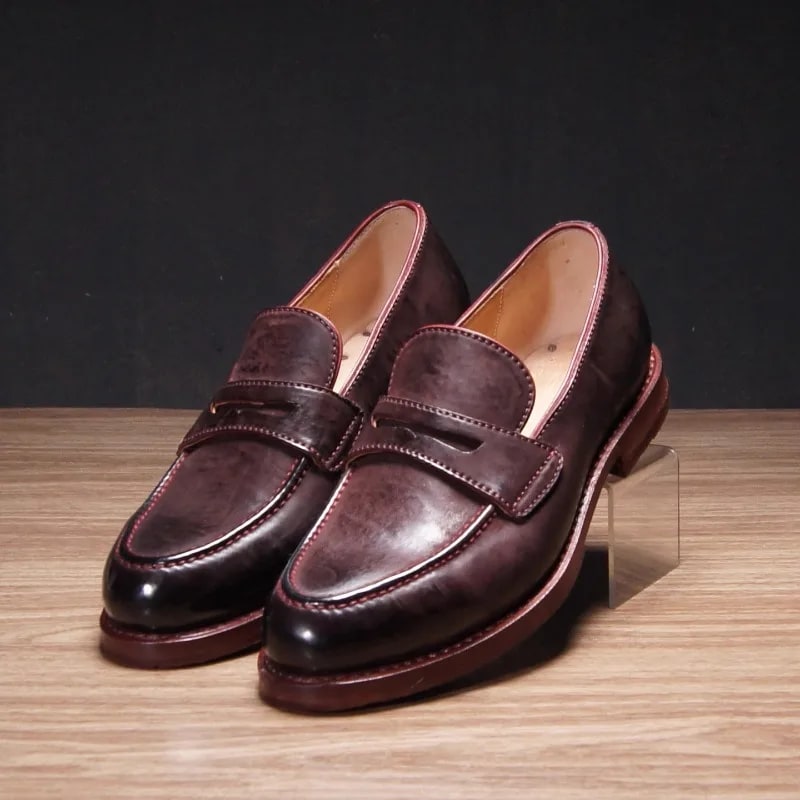 British Retro Business Casual Leather Shoes Genuine Leather Slip on Loafers Handmade Cowhide Work Dress Wedding Shoes Male product photo