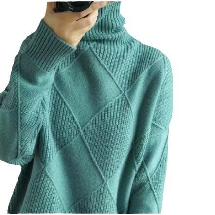 Women's Turtleneck Three-dimensional Rhombus Sweater product view 5