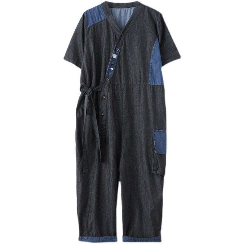 Women's Fashion Drawstring Denim Jumpsuit product view 6