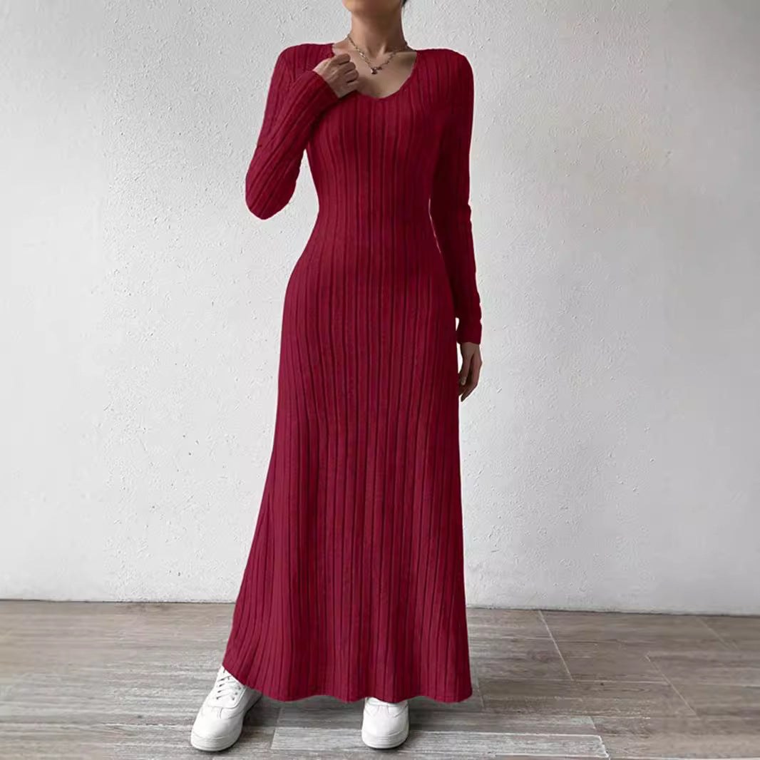 Women's Slim V-neck Dress Sweater product view 1