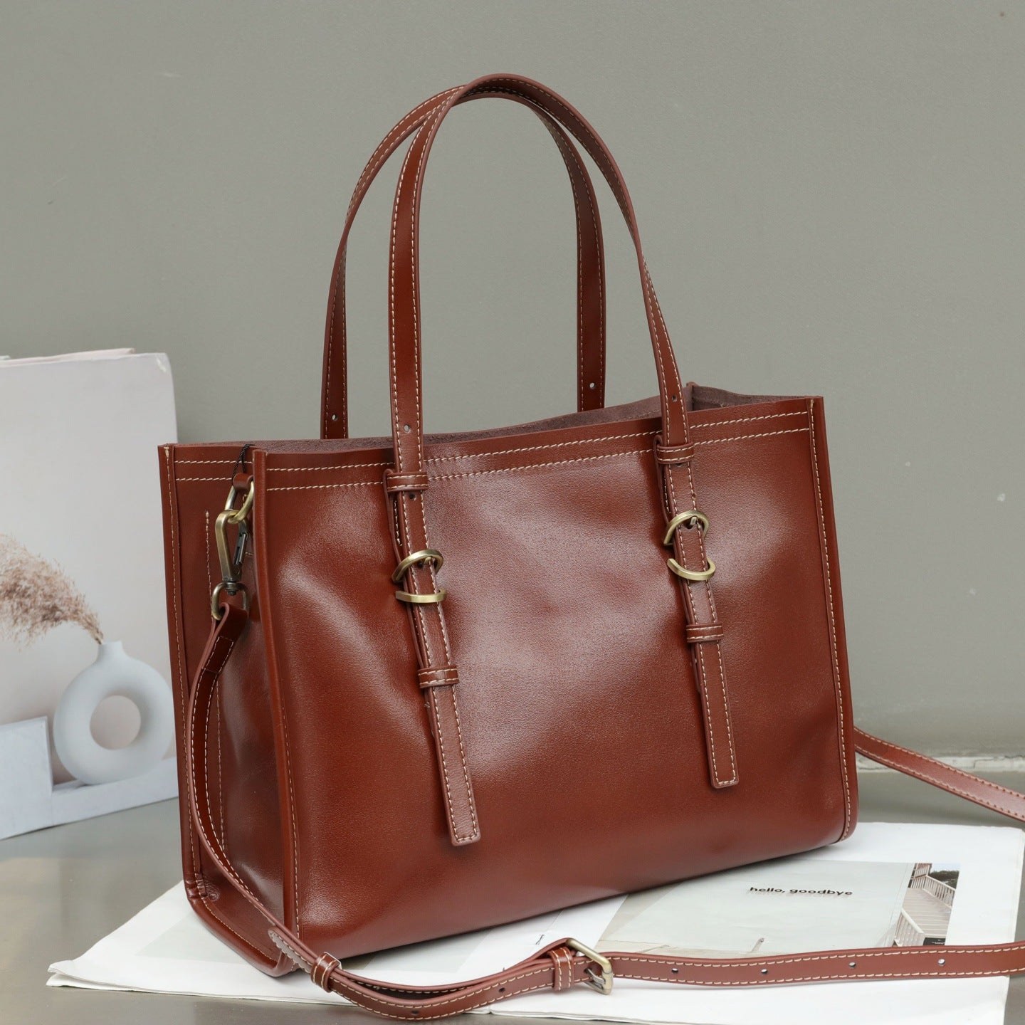 New Genuine Leather Women's Bag, Top-grain Cowhide Shopping Bag, Luxury Feel, Commuter Handbag, Single Shoulder And Crossbody Bag product view 6