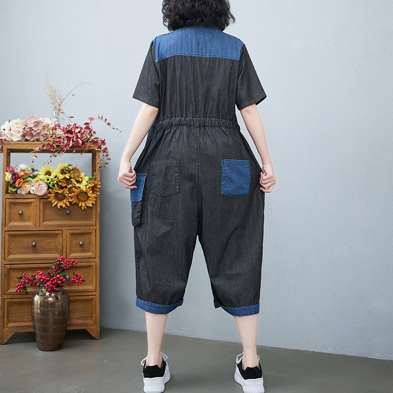 Women's Fashion Drawstring Denim Jumpsuit product view 3