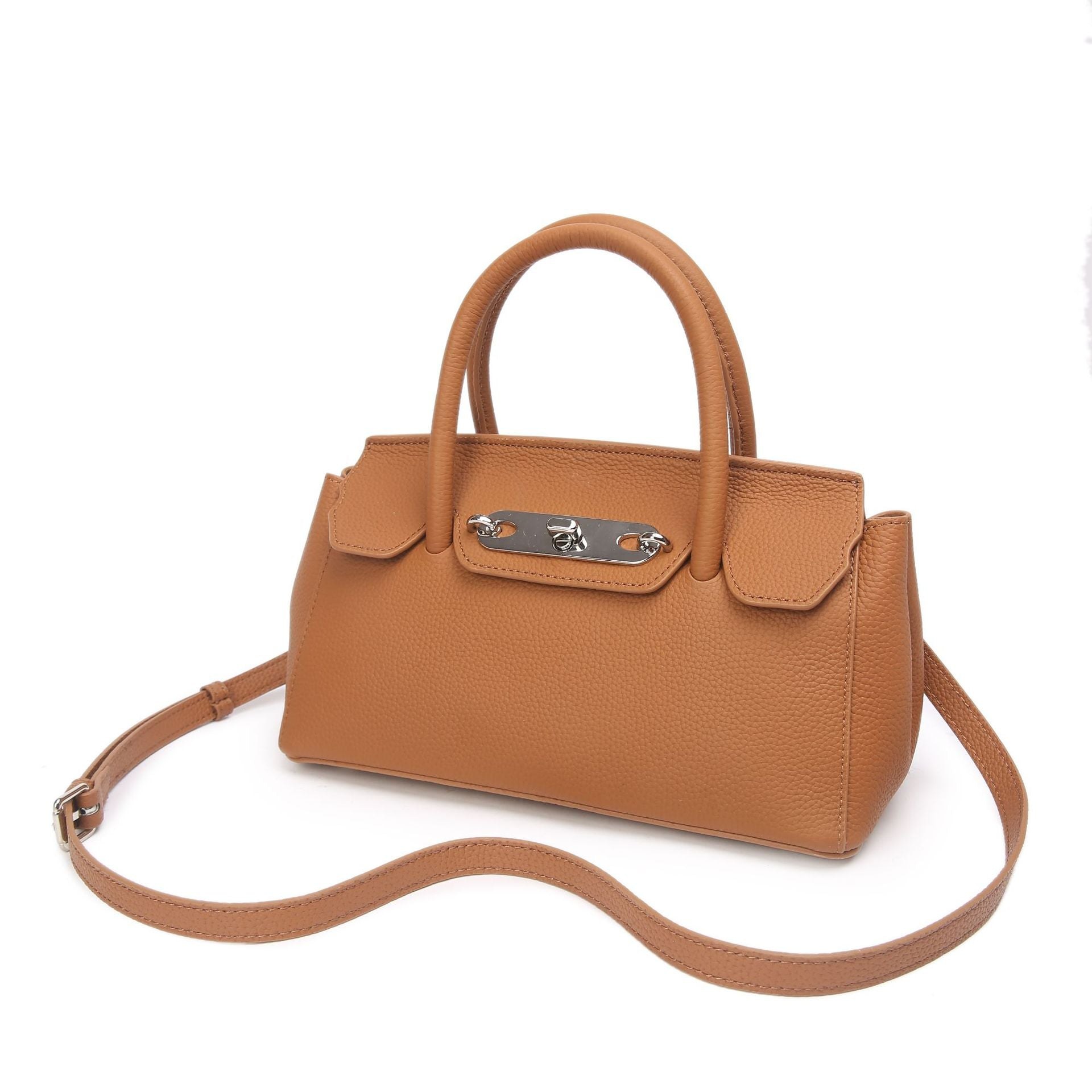 Baidi Leather Women's Bag 2025 New Platinum Bag, Premium Kelly Bag, Top Layer Cowhide Handbag, Shoulder And Crossbody Bag product view 2