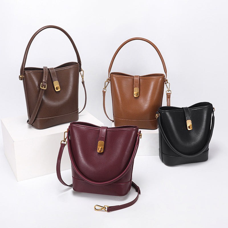 Retro Light-Luxury Vegetable-Tanned Leather ShoulderCrossbody Bag product view 4