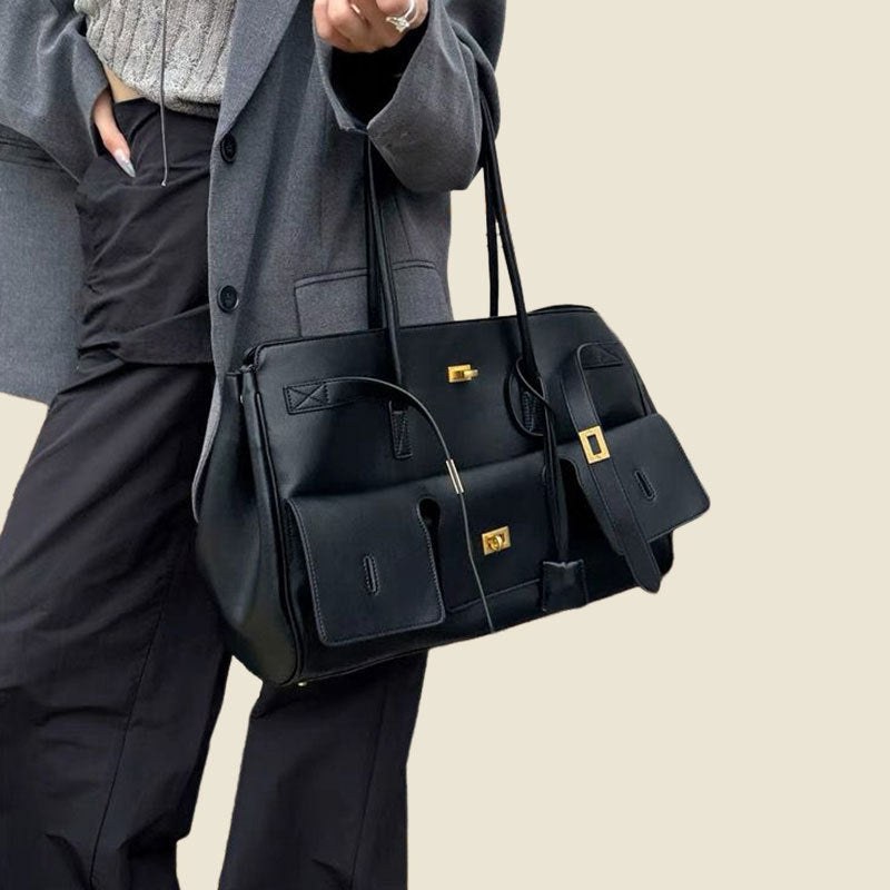 Large-Capacity Neutral-Style Tote Wing Genuine Leather Motorcycle Shoulder Bag product view 1