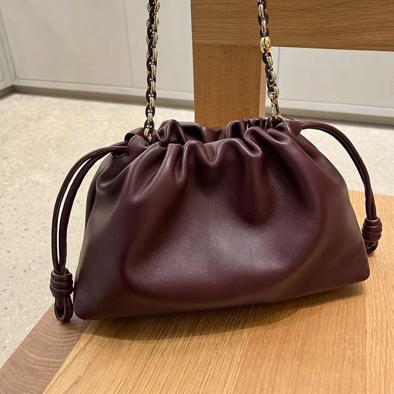 Cowhide Lucky Bag Drawstring Cloud Bag Shoulder Messenger Bag product view 3