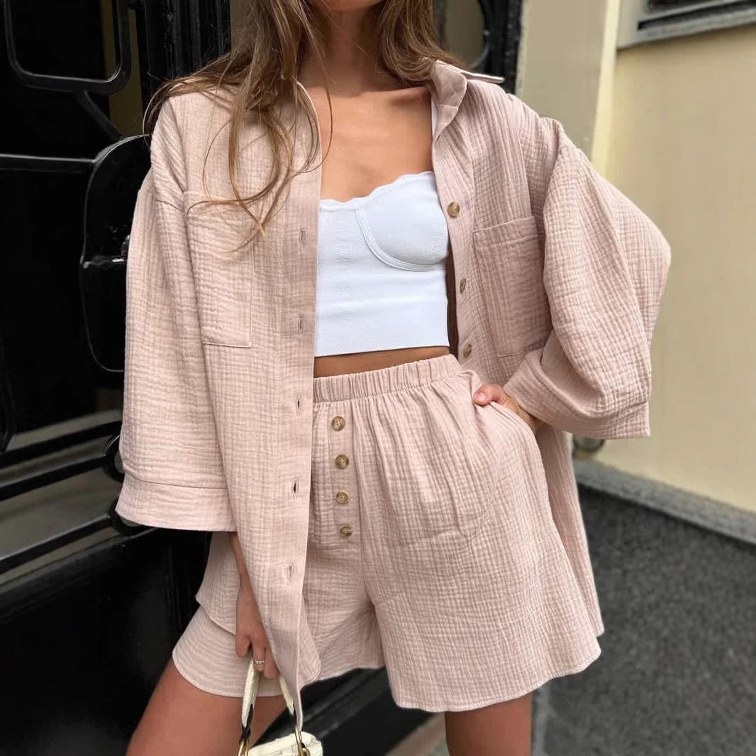 Cardigan Breasted Top Shorts Two-piece Set product view 1