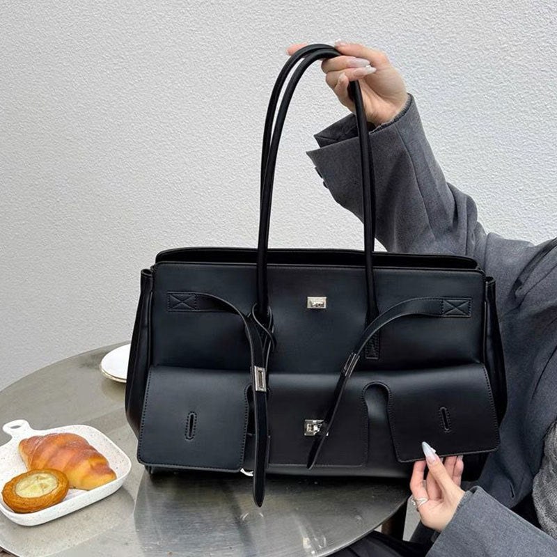 Large-Capacity Neutral-Style Tote Wing Genuine Leather Motorcycle Shoulder Bag product view 2