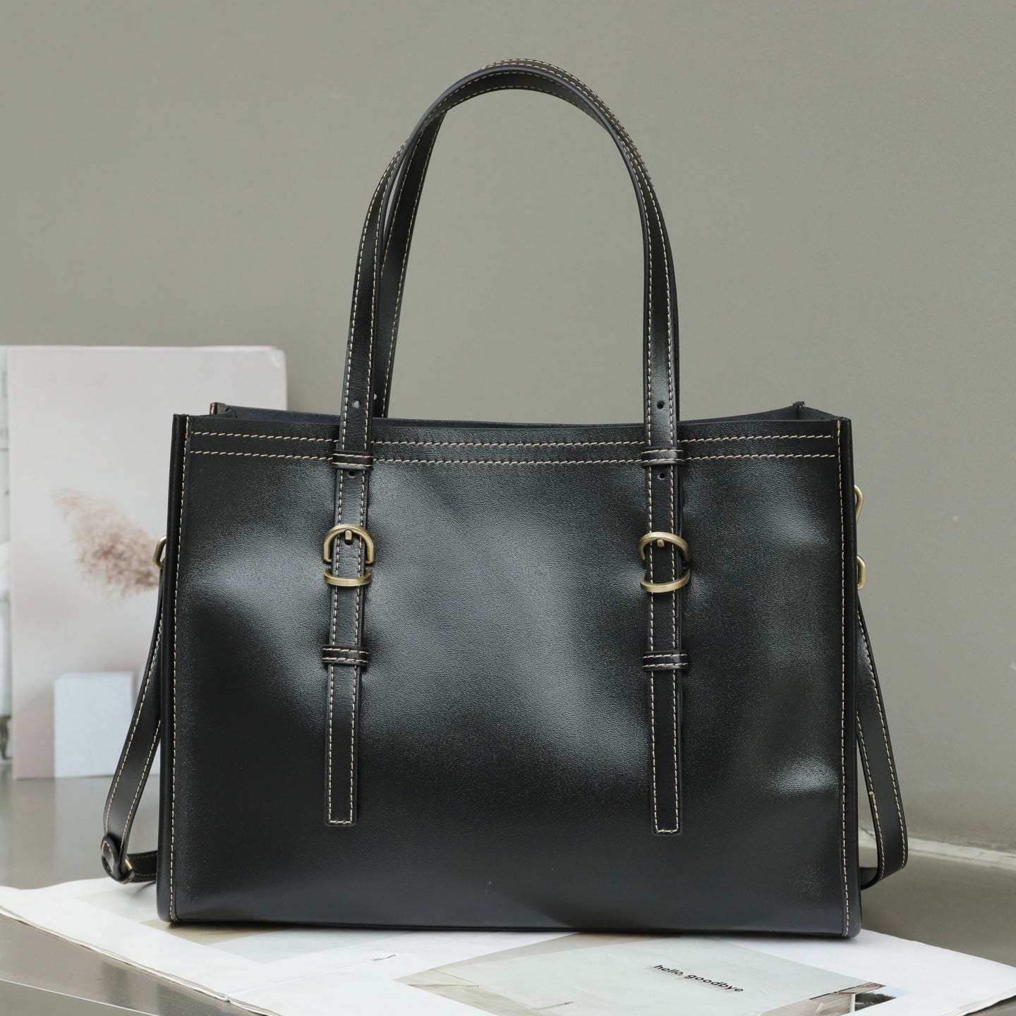 New Genuine Leather Women's Bag, Top-grain Cowhide Shopping Bag, Luxury Feel, Commuter Handbag, Single Shoulder And Crossbody Bag product view 2
