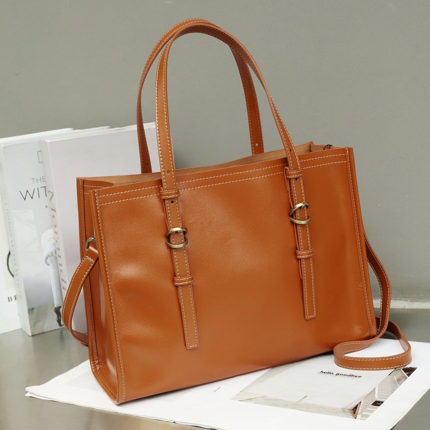 New Genuine Leather Women's Bag, Top-grain Cowhide Shopping Bag, Luxury Feel, Commuter Handbag, Single Shoulder And Crossbody Bag product view 1
