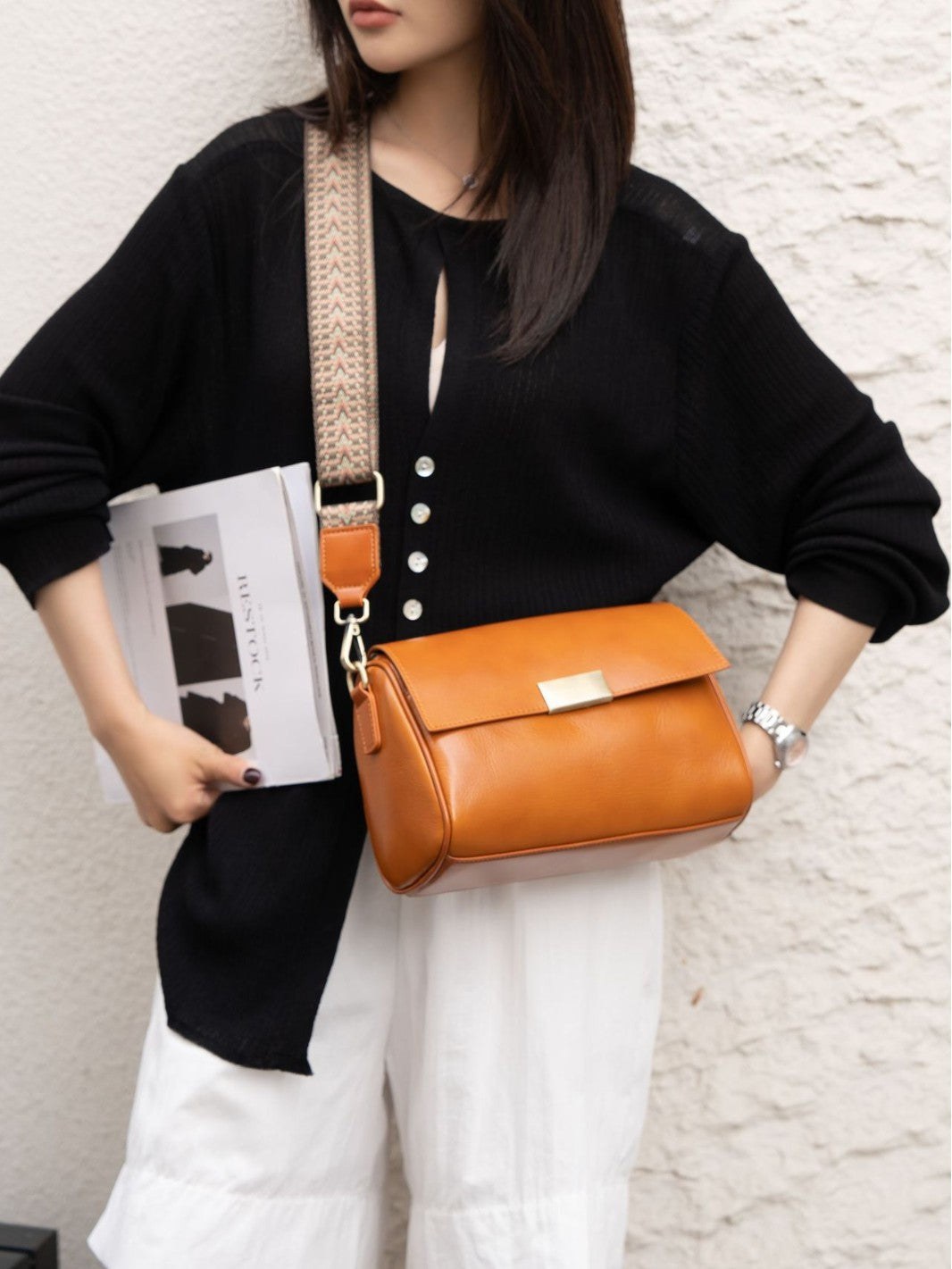 Baidi Leather Women's Bag 2025 New Genuine Leather Crossbody Bag, Top-Grain Vegetable-Tanned Cowhide Shoulder Bag, Light Luxury Commuter Bag product view 3