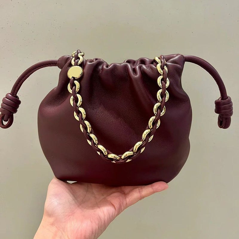 Cowhide Lucky Bag Drawstring Cloud Bag Shoulder Messenger Bag product view 4