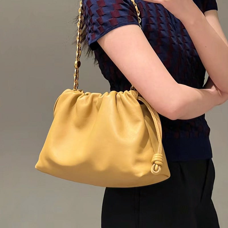 Cowhide Lucky Bag Drawstring Cloud Bag Shoulder Messenger Bag product view 5