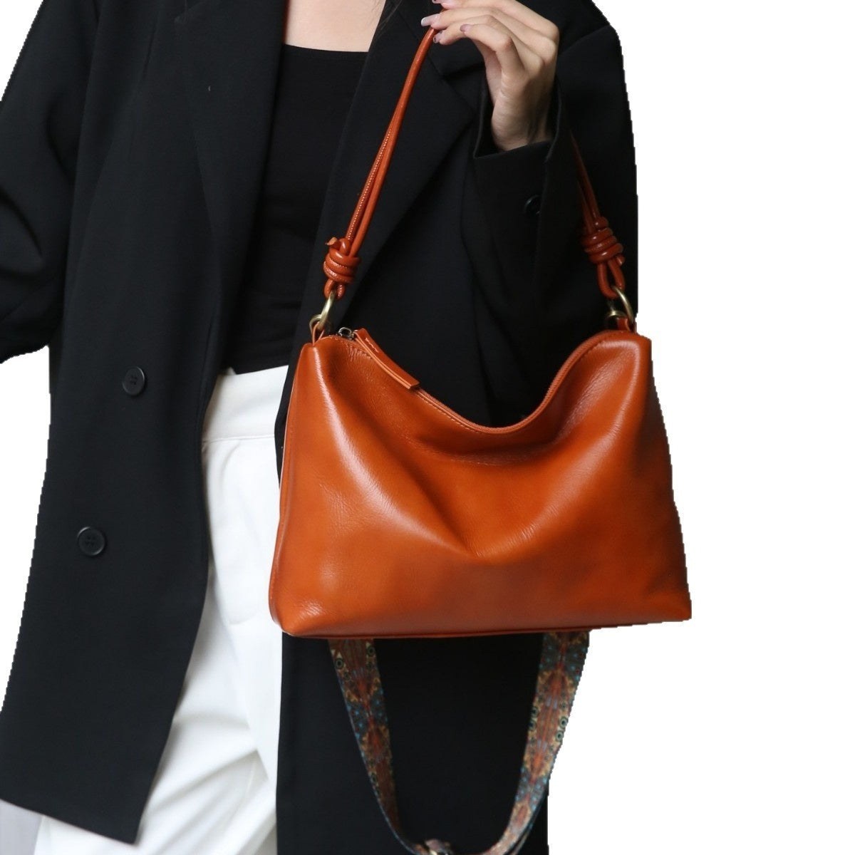 Genuine Leather Creative Large Capacity Hand Shoulder Commuter Bag product view 5