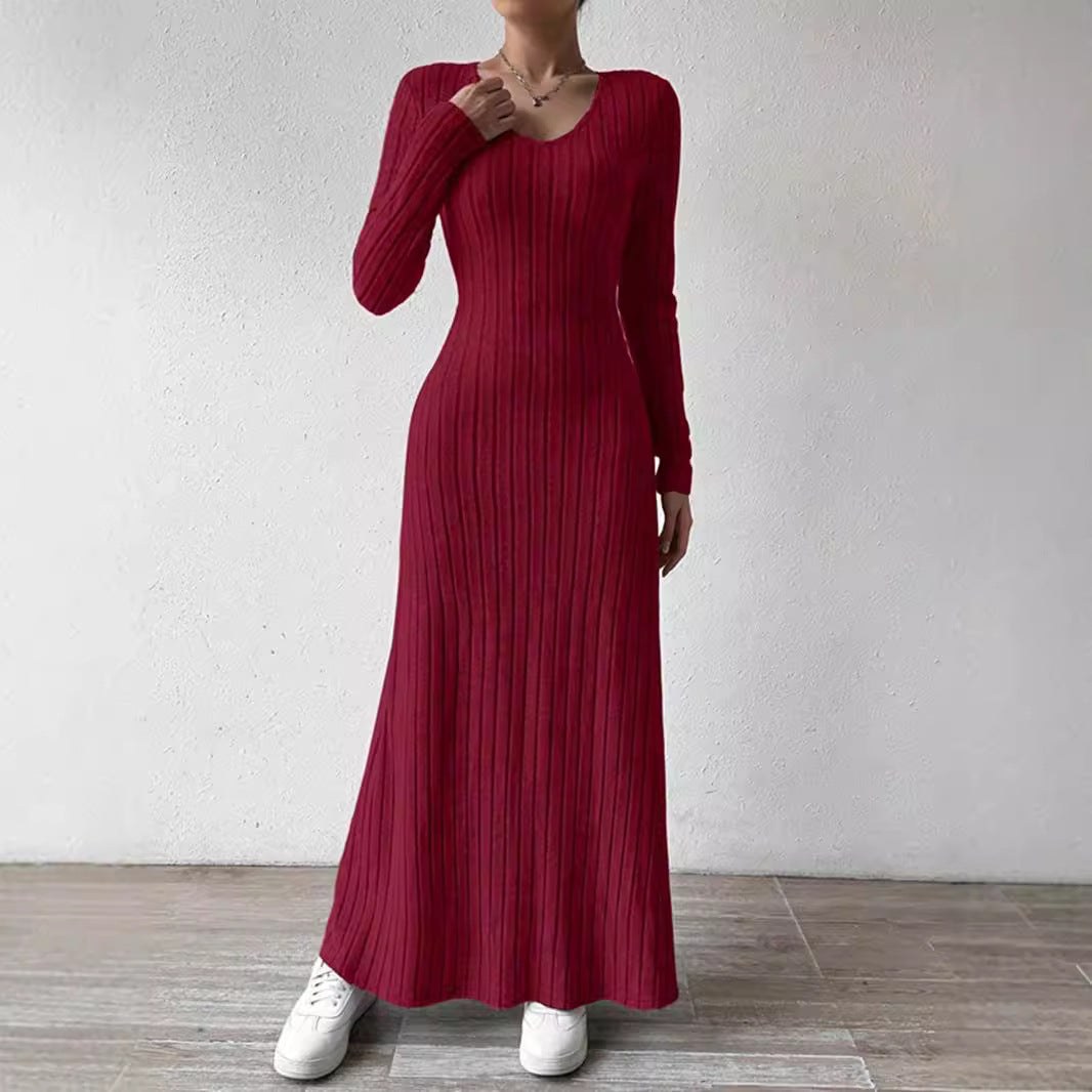 Women's Slim V-neck Dress Sweater product view 3