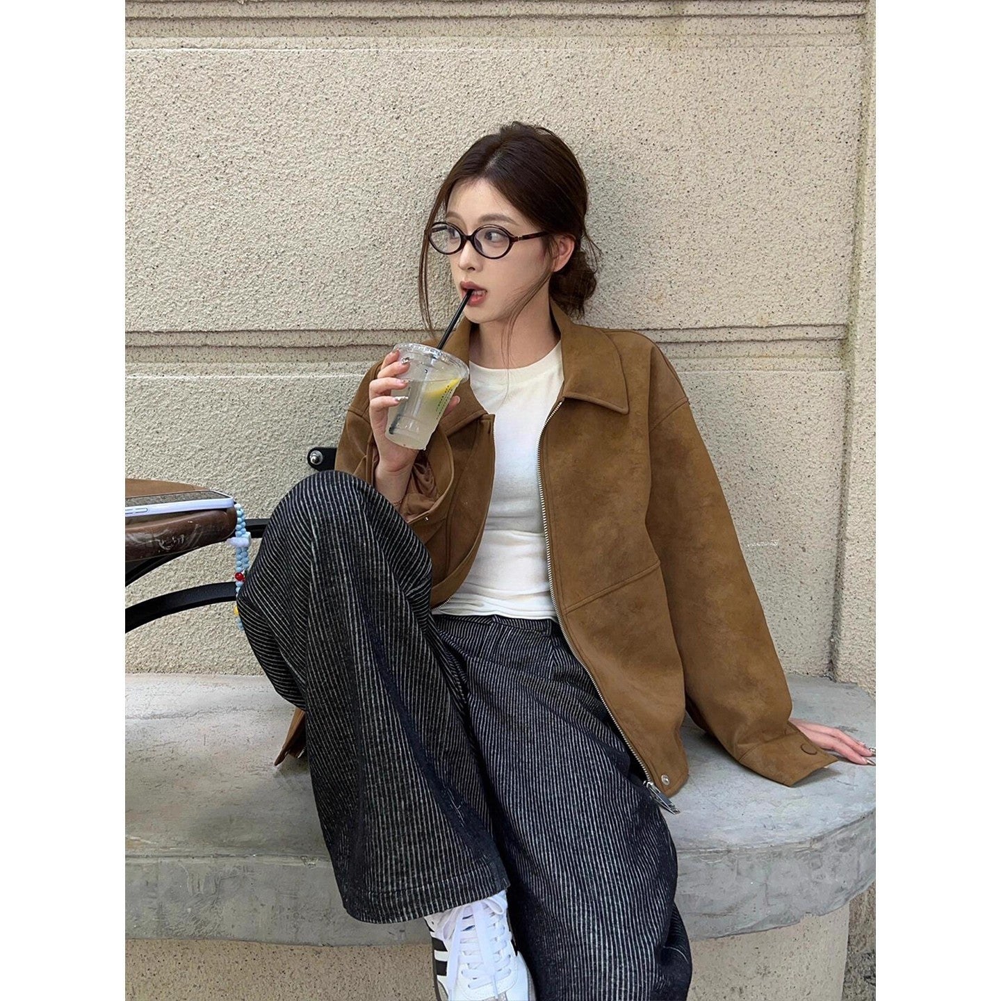 Premium Small Stand-collar Loose Casual Jacket Top product view 5