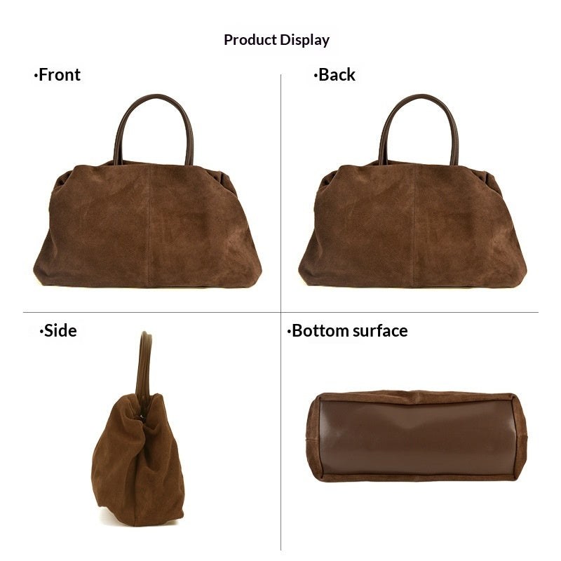 Matte Cowhide Premium Retro-style Commuter Tote Bag product view 4
