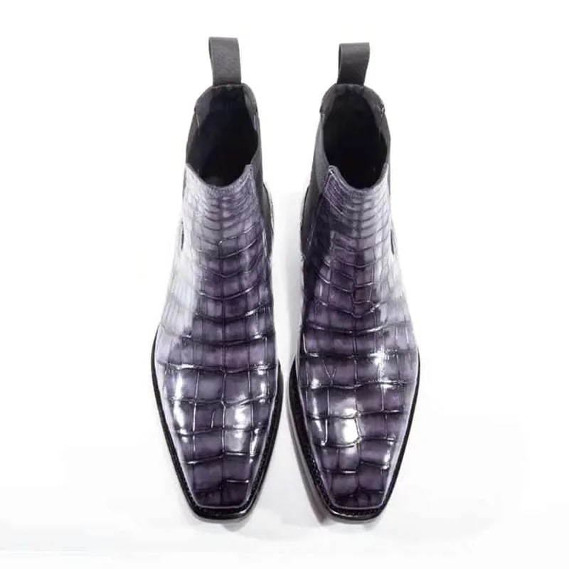 KEXIMA Men's New Style Crocodile Texture Boots – Luxury Real Leather Sole product photo