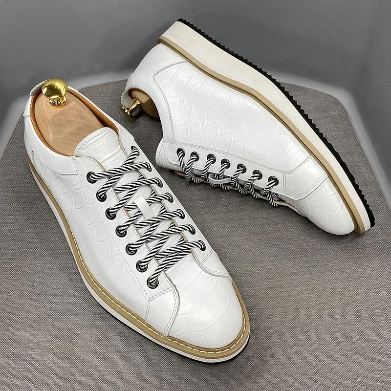Alligator Print Genuine Leather Derby Shoes product photo