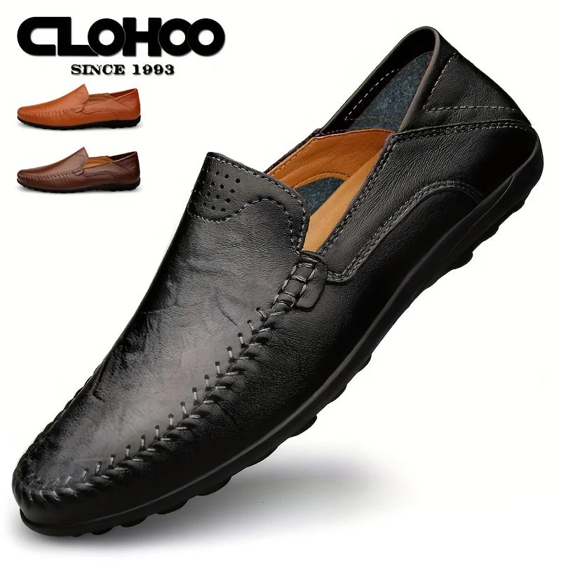 CLOHOO Men's Business Casual Leather Loafers – Comfortable Cowhide Shoes product photo
