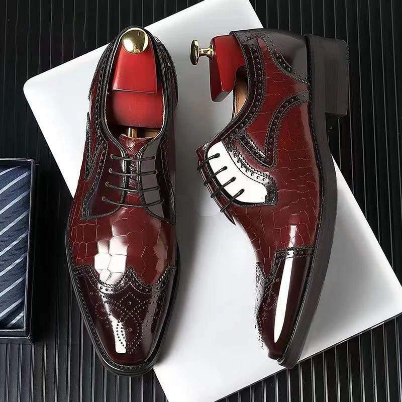 Men's Crocodile Pattern Leather Oxford Brogue Shoes – Luxury Formal Wear product photo