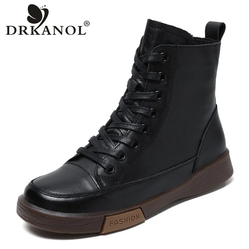 DRKANOL Retro Leather Ankle Boots product photo