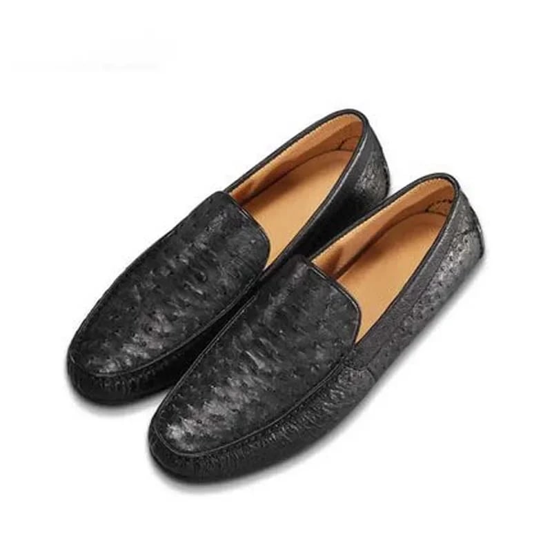 Premium Ostrich Leather Men's Loafers – Luxury Leisure Shoes product photo