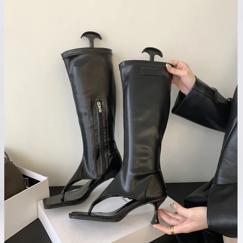 Eilyken Open Toe Knee High Boots – Modern Party Pumps Sandals product photo