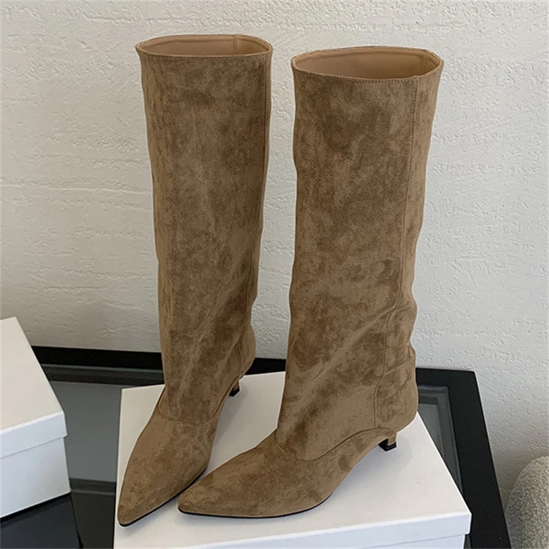 Eilyken Street Style Knee-High Boots – Fashion Pointed Toe Winter Long Booties product photo