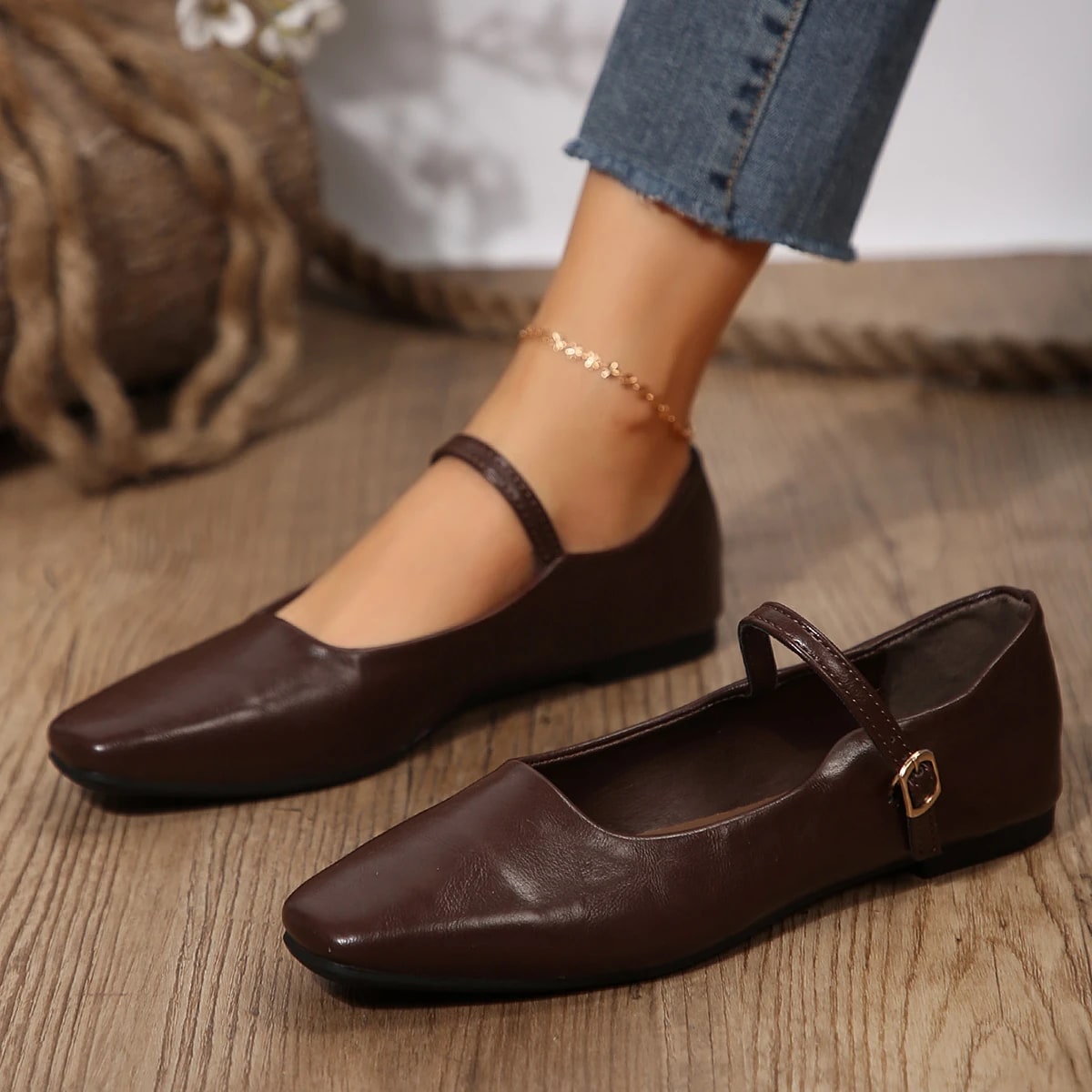 Elegant Woman Lolita Sneakers Square Toe Barefoot Loafers Comfortable Boat Lady Elegant Soft Sole Flats Party Mary Jane Shoes product photo