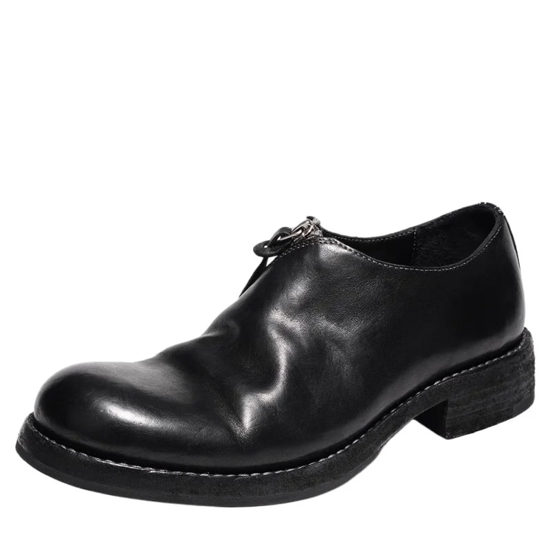 England Men's Leather Loafers – Side Zipper Hand Sewn Derby Shoes product photo