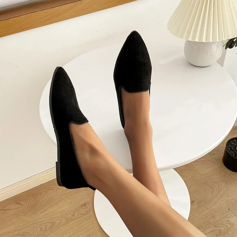 Fashion Slip on Loafers Breathable Stretch Ballet Shallow Flats Women Soft Bottom Pointed Toe Boat Shoes Plus Size product photo
