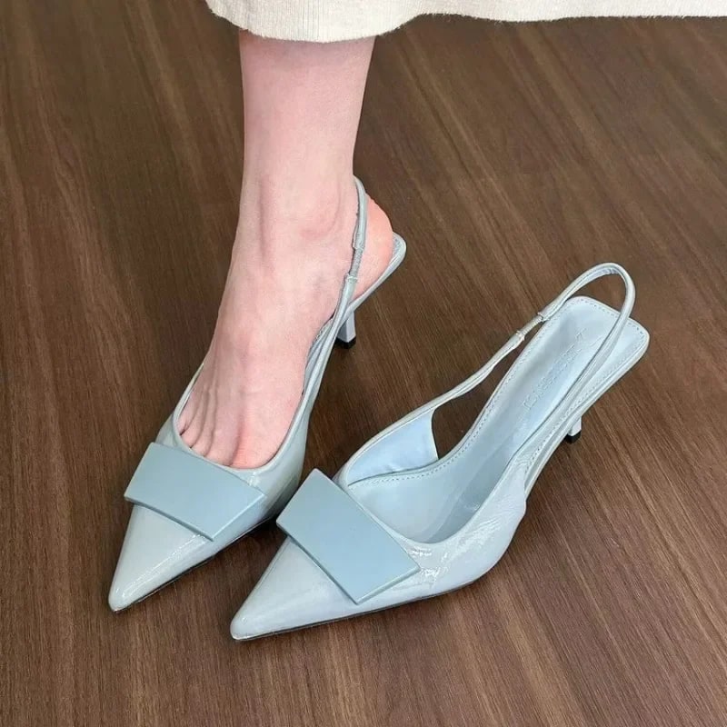 Square Buckle Pointed Toe Slingback Sandals – 2025 Designer Office Edition product photo