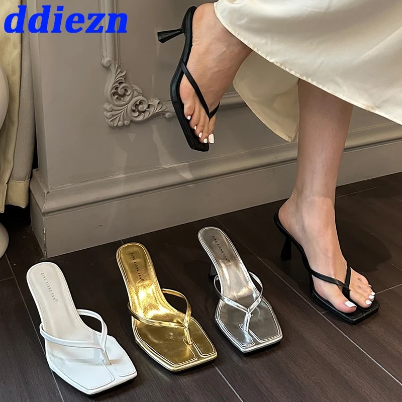 Female Summer Sexy Heels Sandals Slides Ladies Shoes Fashion Women Pumps Flip Flops Luxury High Heels Slippers Shoes product photo