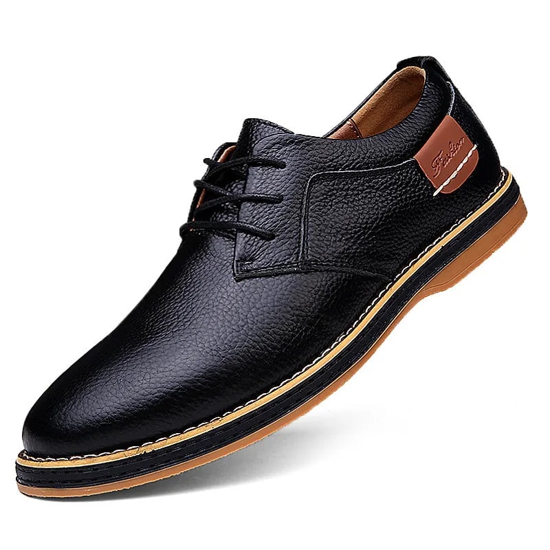 Genuine Leather Men Dress Shoes Oxfords Brogue Lace Up Italian Mens Casual Shoes Luxury Brand Moccasins Loafers Plus Size 38-48 product photo