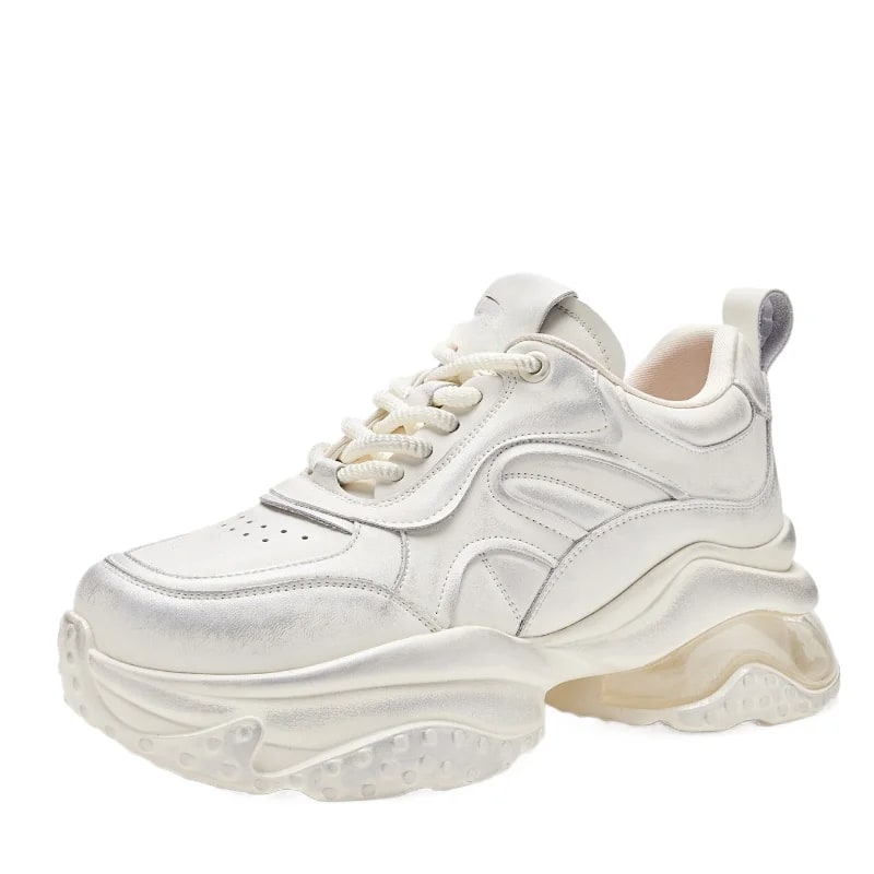 CINESSD Genuine Leather Daddy Sneakers – Retro 6cm Height-Raising Sports Shoes product photo
