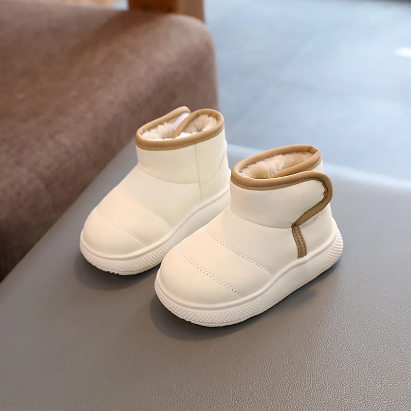 Girls Fashion Snow Boots – Hook & Loop Anti-Slip Leather Winter Shoes product photo