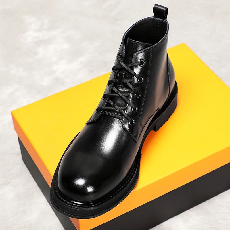 Handmade British Style Cowhide Derby Boots product photo