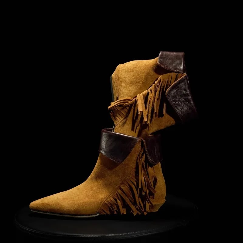 Handmade Genuine Leather Western Boots – Pointed Toe Retro Fashion product photo
