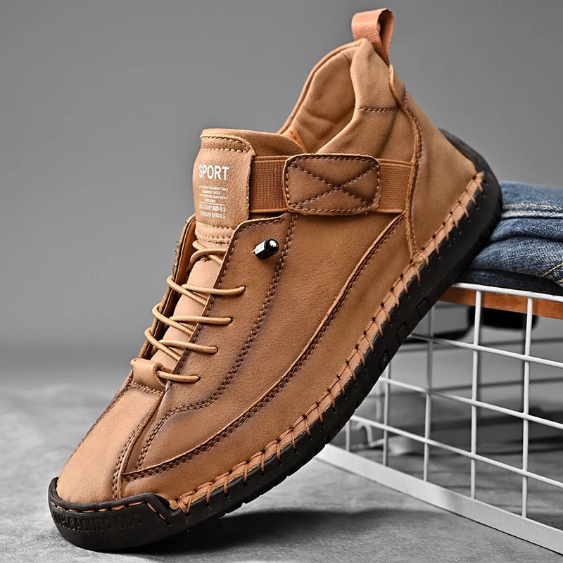Handmade Leather Men's Slip-On Loafers | Plus Size Fashion product photo