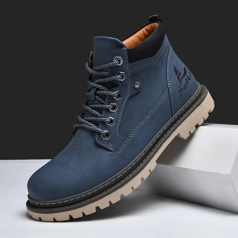 Handmade Men's Ankle Boots – Winter Leather Hiking Shoes product photo