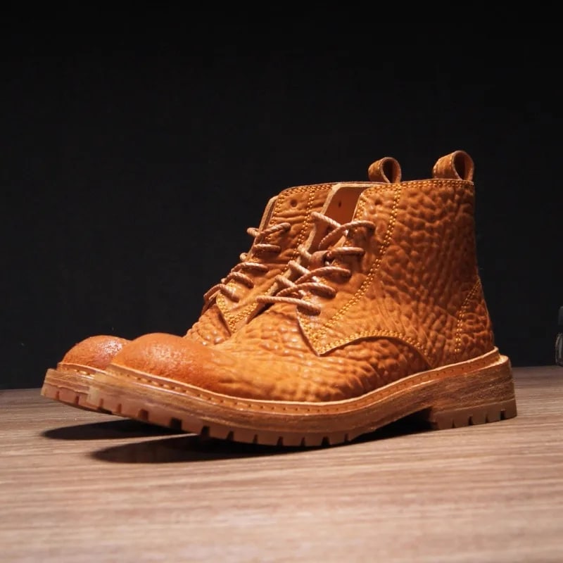 Handmade Retro Genuine Leather Derby Boots – Casual Business Ankle Shoes product photo