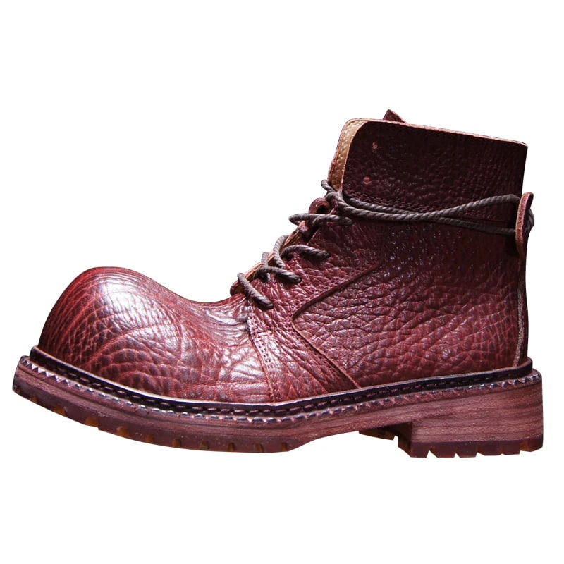 Handmade Vegetable Tanned Leather Motorcycle Boots – Anti-slip Chelsea Ankle Shoes product photo